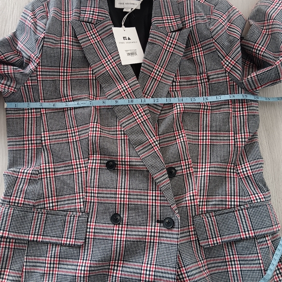 NEW Free Assembly Double Breasted Blazer Red White Black Plaid Retro Large Gift - Picture 12 of 15
